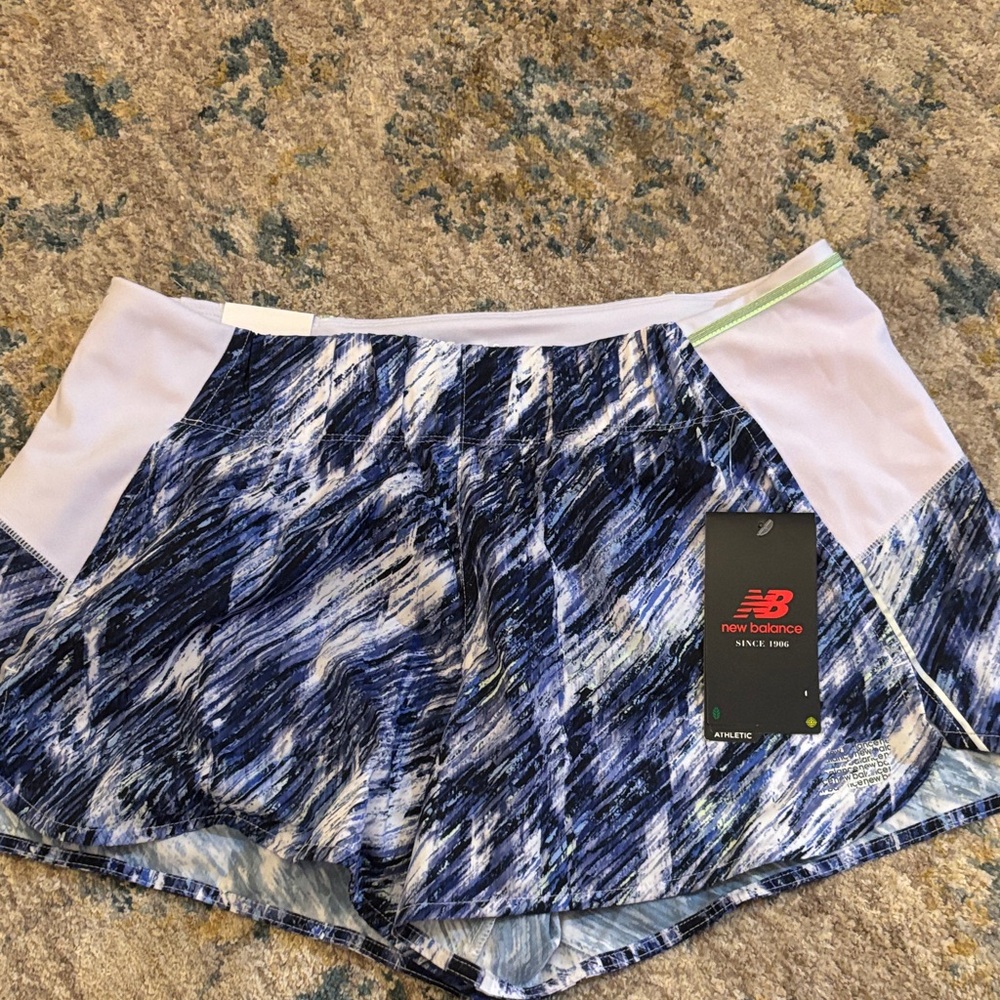 New Balance Women's Athletic Shorts in Blue and White